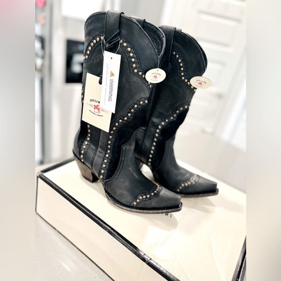 IDYLLWIND By Miranda Lambert NEW Black Leather, Women Western Boots With Golden - Picture 2 of 11